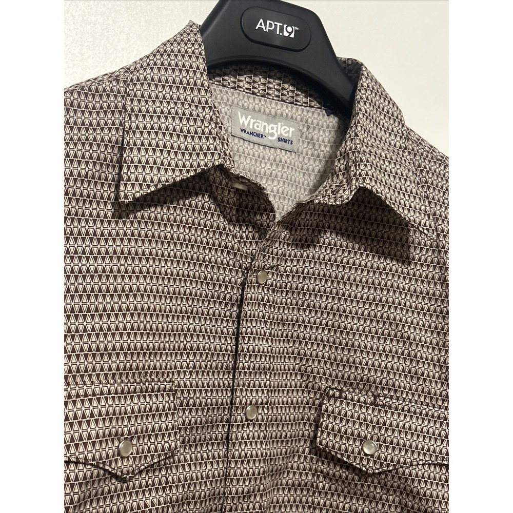 Wrangler Wrancher Pearl Snap Button Long Sleeve Shirt Men's Large